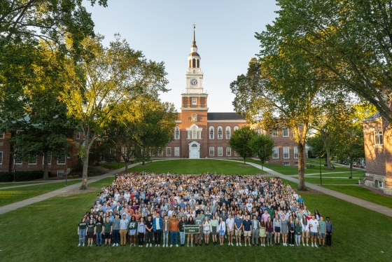 Class portrait of the class of 2024 on Baker Lawn