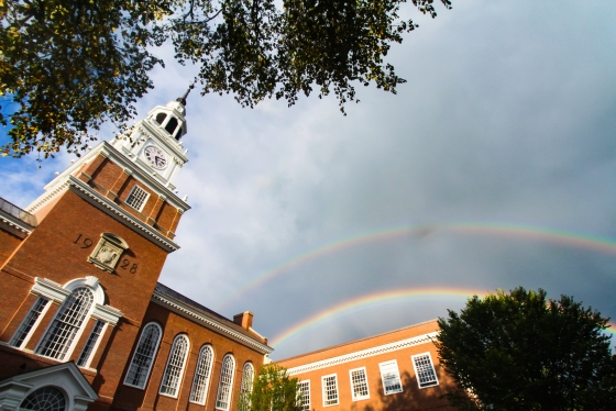 Double rainbow over Baker-Berry library