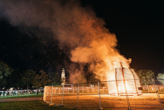 The bonfire for Dartmouth homecoming