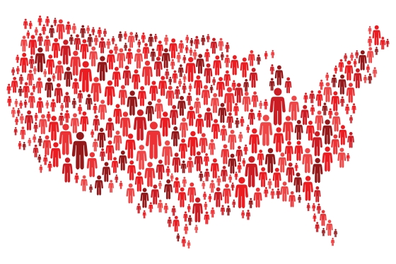 U.S. map made of red stickman figures