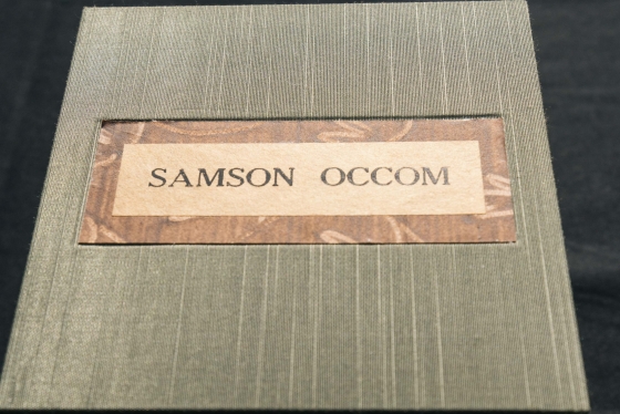 Box reading &quot;Samson Occom&quot;