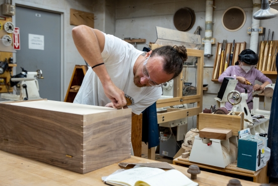 Matt Jones building a small wooden storage chest