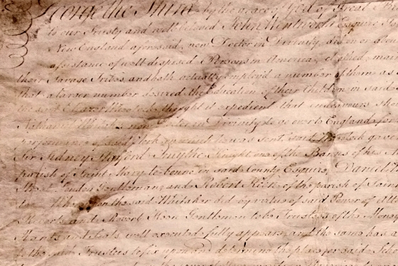 Closeup of the Dartmouth Charter.