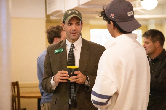 Interim Dean of the College Scott C. Brown talks with students last month.