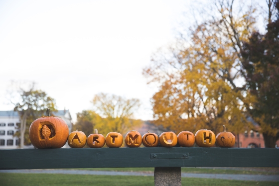 Carved pumpkins on the senior fence spell 'Dartmouth'