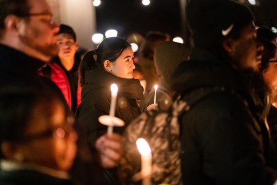 Students at a candlelight vigil