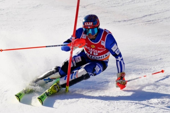 AJ Ginnis skiing slalom at the World Cup