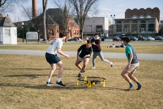 Students play Spike Ball on the Green.