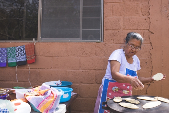 Dona Enedina makes traditional Tlacoyos