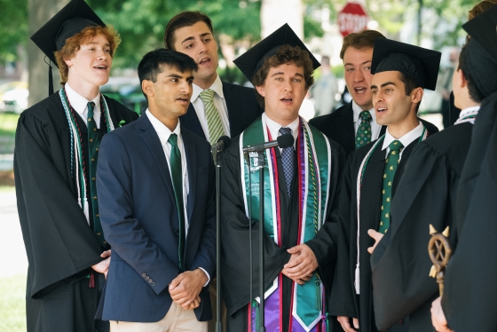 Students sing at Dartmouth College Commencement