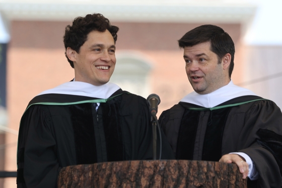 Chris Miller and Phil Lord speak at the Dartmouth Commencement
