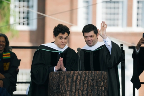 Phil Lord and Chris Miller speak at the Dartmouth 2023 Commencement