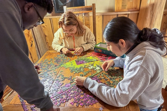 Students complete a puzzle