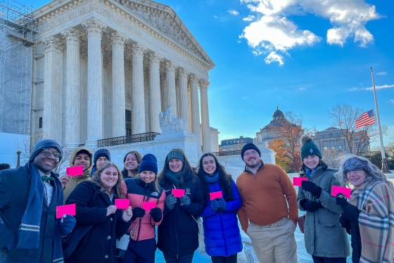 Dartmouth students in front of the Supreme Court