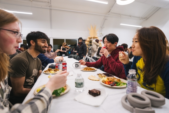 Students eat together