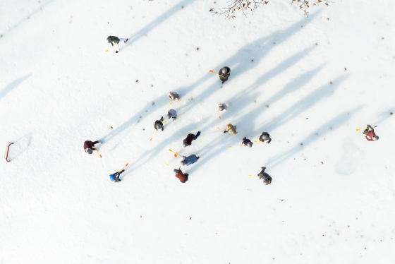 Aerial view of Broomball competition