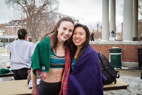 Students braved the cold temps during the polar bear swim.
