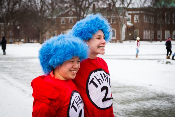 Appropriate attire for a Winter Carnival with the theme &quot;Seuss on the Loose.&quot; 