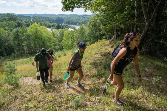 students take a hike to the Connecticut River.