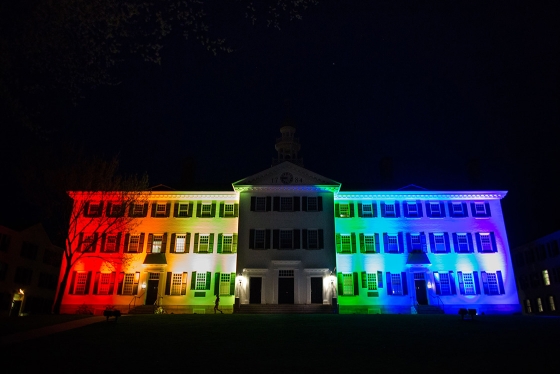 Dartmouth Hall Pride Lights