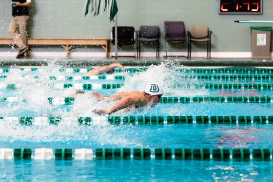 Swimmers compete in butterfly