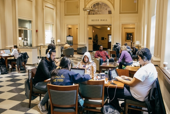 Students study in Reiss Hall