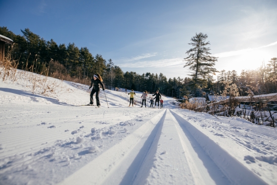 Members of Dartmouth's Nordic Ski Club take to Oak Hill's trails on a bright afternoon. The Dartmouth Cross Country Ski center officially opened for the season on Jan. 4.