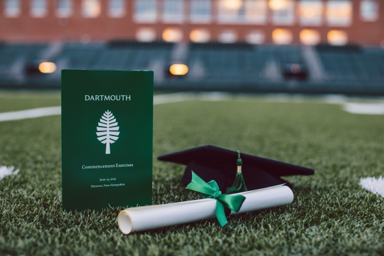 Dartmouth 2021 Commencement hat and program