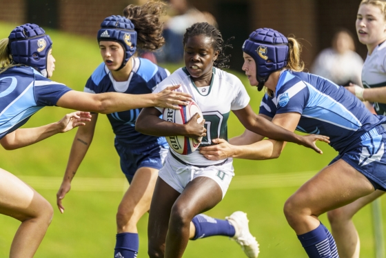 Anyoko Sewavi '23 logged her first career score in Dartmouth women's rugby's 52-38 victory over Quinnipiac at Brophy Field.