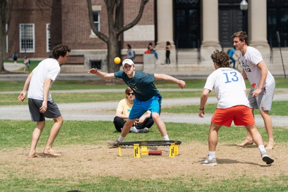 Students playing Spike Ball on the Green