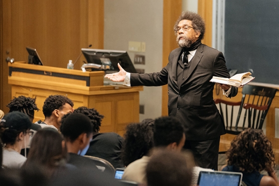 Cornel West lecturing in front of a class