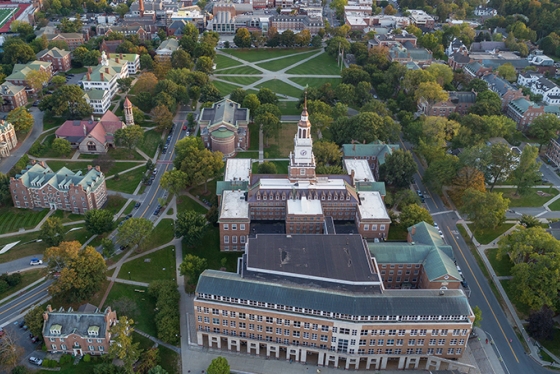 aerial view of Baker Tower