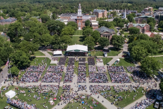 Aerial view of the Green during Commencement