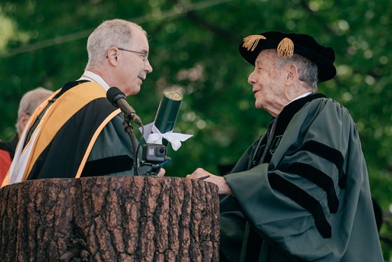 Frank J. Guarini receives an honorary degree from Dartmouth.
