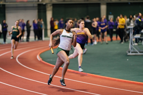 Danielle Okonta runs during a track meet at Dartmouth