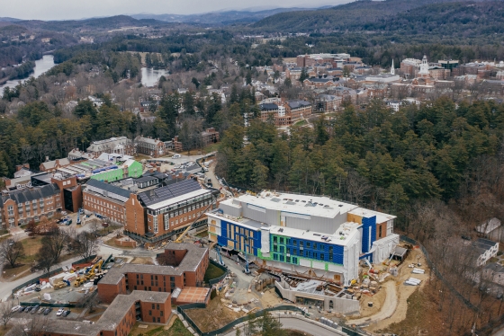 Aerial view of the construction at the Center for Engineering and Computer Science