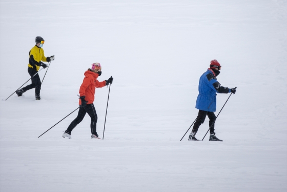 Nordic skiers on the Hanover golf course