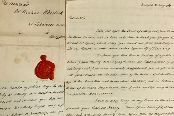 a letter to Eleazar Wheelock written in 1767