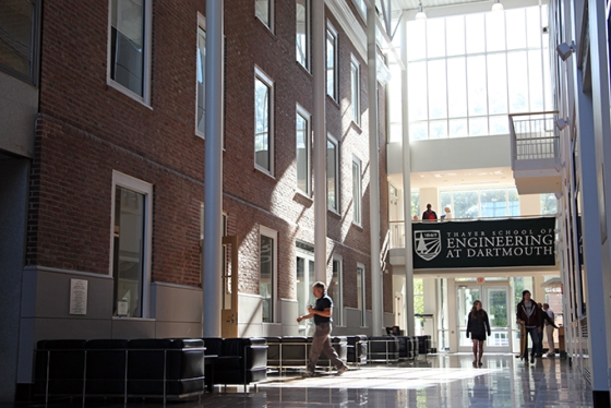 people walking through the interior of Thayer School of Engineering