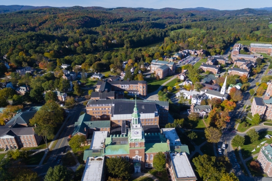 Aerial fall view of campus