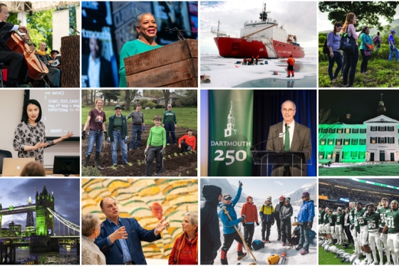 A collage of 12 Dartmouth stories from 2019