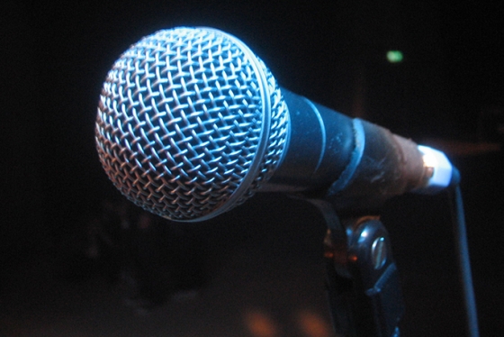 microphone in blue light