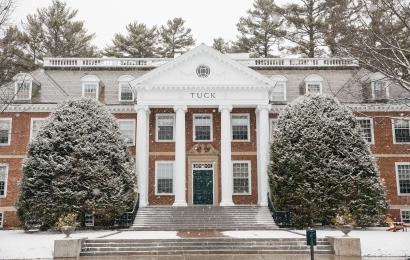 Tuck Hall is covered with snow after a late April snowfall.