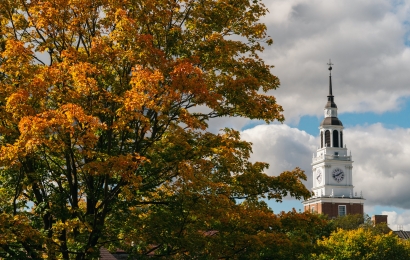 fall trees and Baker tower