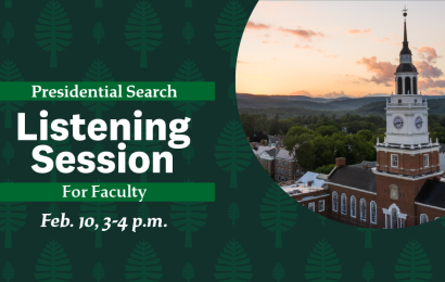 Infographic reading Presidential Search Listening Session for faculty Feb. 10, 3-4 p.m.
