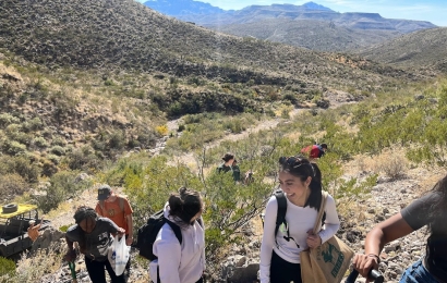 Students hiking in Texas