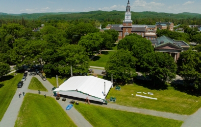 Drone aerial of the tent over the stage