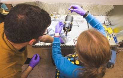 Jules Van Irsel GR and Magdalina Moses GR in the Lynch lab.