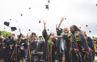 Dartmouth graduates throw their hats