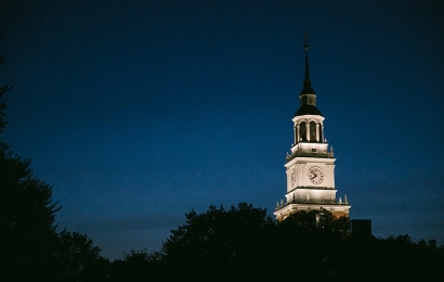 Baker Tower at night